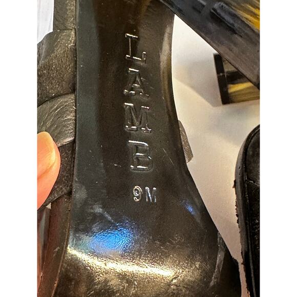 L.A.M.B. Strappy Heels Leather & Calf Hair Size 9 - Picture 10 of 12